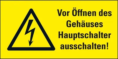 Produktbild von Dreifke® Aufkleber I Warn-Kombischild Vor Öffnen des Gehäuses Hauptschalter a...