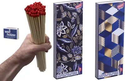 Produktbild von jameitop® 2 Jumbo Streichholzschachteln XXL 28cm extra lang für Kamin/Feuer Motive: 2x70er Packungen Kaminanzünder Streichhölzer Zündhölzer +1 Pack Welthölzer