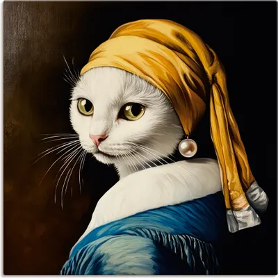 Produktbild von ARTland Leinwandbild Die Katze mit dem Perlenohrring Größe: 40x40 cm