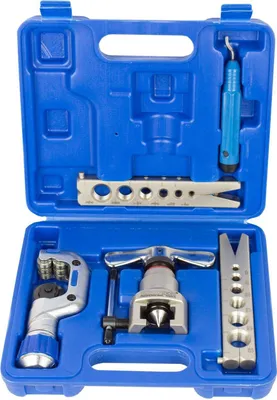Immagine prodotto di Kit bordatura, svasatura di tubi freno e tubi in rame, alluminio e ottone, set di attrezzi per l'espansione di tubazioni dei freni, ideale per sistemi di frenatura idraulici, Kroftools