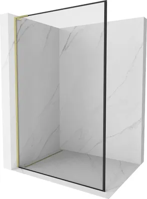 Produktbild von Mexen Kioto L Duschwand Walk-in 70 x 200 cm, schwarzem Muster, gebürstet Gold - 800-070-103-55-70