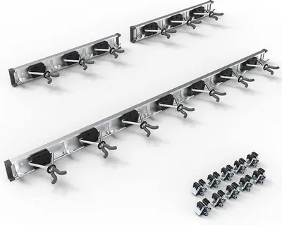 Obrázek produktu pro Nástěnný držák na zahradní nářadí – držák na více nástrojů – 13 přihrádek – 16 háčků