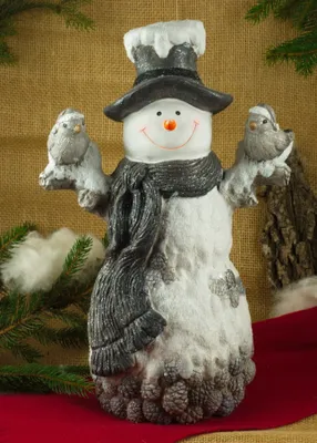 Produktbild von Riesen Schneemann Christoph mit Piepmatz 50cm Figur