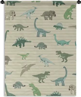 Produktbild von MuchoWow® Wandteppich Wandbehang Dinosaurier - Braun - Grün - Jungen - Mädchen - Kinder 60x80 cm Tapisserie Dekoration Wandtuch - Decke - Wandtücher - Wohne