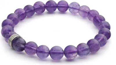 Produktbild von LAVISA Edelstein Armband - Echte Naturstein Perlen | Kristalle, Heilsteine | Onesize Uni (Amethyst 8mm)