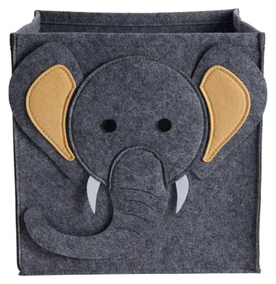 Image de Boîte de rangement pour enfants, 30 cm, motif éléphant - gris, H&L