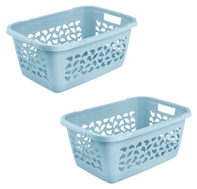 Produktbild von keeeper jost 2x Wäschekorb, Luftdurchlässiges Dekor, 52 l, Nordic Blue