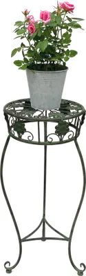 Image de Tabouret de fleur Métal Vert Rond 60 cm Support de fleur 96008 M Colonne de fleur Antique Support de plante Tabouret de plante Vintage