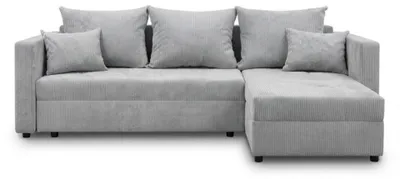 Obrázek produktu pro DesimeHome Rohová pohovka ve tvaru L s funkcí rozkládání, úložným prostorem a postelí pro hosty, 226 cm, světle šedá – univerzální levá/pravá strana, manšestr, PetFriendly