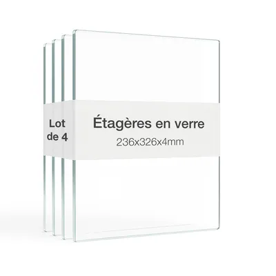 Image de Set de 4 étagères en verre - Set d'extension pour vitrine en verre 1 rang