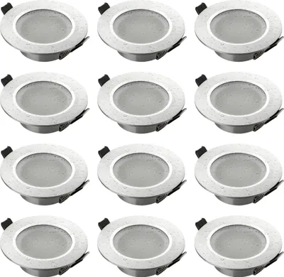 Produktbild von 12x Einbaurahmen Bad Alu gebürstet LED Decken Strahler inkl GU10 Fassung SEBSON