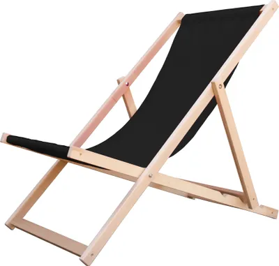 Produktbild von MebloStyl Liegestuhl, Holz, Schwarz, 120 kg, 0.58x1.2x0.94 m (BxHxT), dreistufige Rückenlehnenverstellung, abnehmbares waschbares Material, Twisted, 100% polnisch
