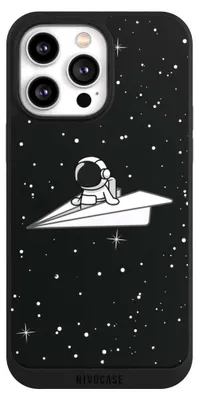 Produktbild von NIVOCASE Handyhülle für Apple iPhone 14 Pro Max  Hülle NIVOpure Case Schwarz Astronaut Comic Papier