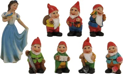 Produktbild von Minigarten Miniatur Schneewittchen 7 Zwerge 8-teilig Polyresin 8 cm