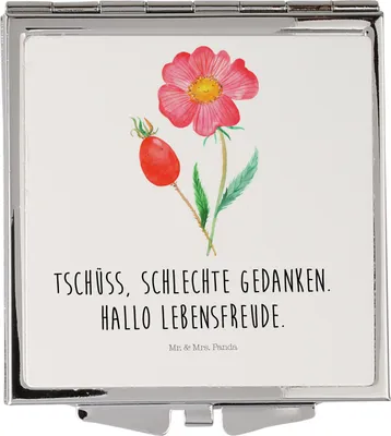 Produktbild von Mr. & Mrs. Panda Schminkspiegel Blume Hagebutte - Weiß - Geschenk, Schlechte Gedanken, Frauen Spiegel, Handspiegel, Garten, Lebensfreude, Klappspiegel, Kosmetikspiegel