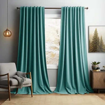 Produktbild von 2er Set Samt Vorhang Blickdicht Elegant Samtvorhänge Verdunkelung Thermovorhang Gardinen für Wohnzimmer Schlafzimmer Hotel, B132xH213cm, Tealblau