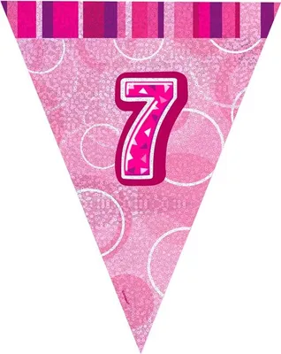 Produktbild von Unique Party - Fahnen, 7. Geburtstag - Folie SG37696 (Einheitsgröße) (glitzerndes Pink)