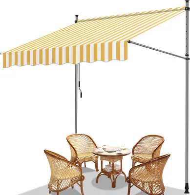 Produktbild von Markise Klemmmarkise Balkonmarkise ohne Bohren-höhenverstellbar Sonnenmarkise UV-beständig & wasserabweisend 200cm Weiß Gelb