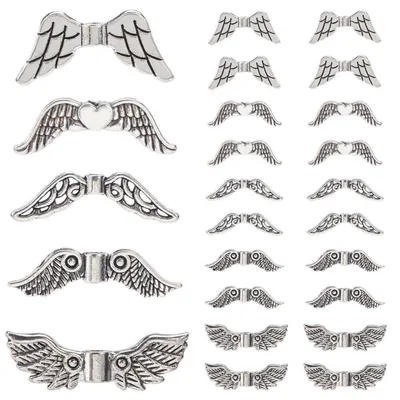Produktbild von Flügelperlen 150 Stück 5 Stile Silber Legierung Vintage Abstandshalter für Schmuck DIY