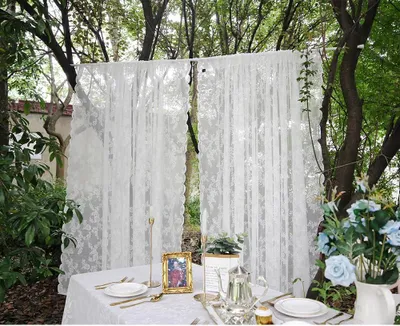 Produktbild von Vorhänge, weiße Spitze, Vorhänge mit Blumenstickerei, Spitzenvorhänge