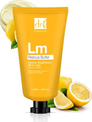 Produktbild von Dr Botanicals Lemon Superfood all-in-one Rescue Butter 50 ml, Butter, Feuchtigkeitsspendend, Nährend, Jeder Hauttyp, 50 ml, Mandel, Kokosnuss, Citronella, Sheabutter, Tube