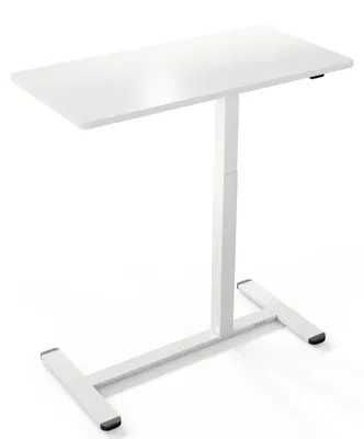 Produktbild von di volio Mobiler Schreibtisch BLERA – höhenverstellbarer Laptoptisch mit Gasfeder, kleiner Computertisch auf Rollen (Weiß)