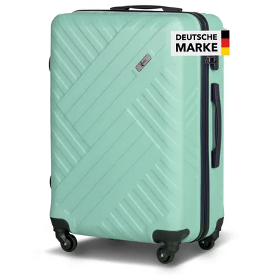 Produktbild von Xonic Design Reisekoffer mit Rollen 360° - ABS Hartschalen-Koffer Trolley mit Zahlenschloss in Handgepäck M-L-XL-Set (Mintgrün, L)