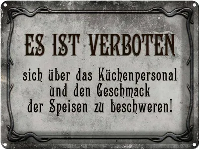 Produktbild von vianmo Blechschild 30x40 cm Verboten über Küchenpersonal Spruch Zitat