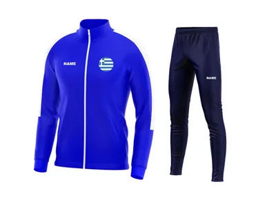 Produktbild von Trainingsanzug GRIECHENLAND Blau Sportanzug Jogginganzug mit Druck (Name, Nummer oder Initialen) - L Größe: L