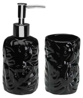 Immagine prodotto di Set di accessori da bagno in Vetroceramica: dispenser per sapone e porta spazzolini, sapone