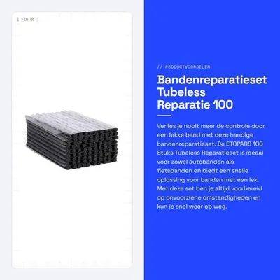 Productafbeelding van Bandenreparatieset 100 Stuks - Tubeless Reparatieset - Rubberen Pluggen - Gereedschap - Bandenreparatie - Geschikt voor alle rubberen banden