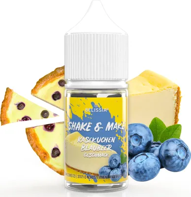 Produktbild von Belissia Shake and Make Käsekuchen-Blaubeer Refill - 30 ml hochdosiertes Lebensmittelaroma - zum Nachfüllen - Für Backen, Speisen, Getränke uvm