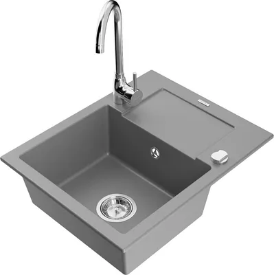 Produktbild von Mexen Enzo 1 Becken-Granitspüle mit Abtropffläche und Mischbatterie Telma, Grau - 6506-71-670200-00