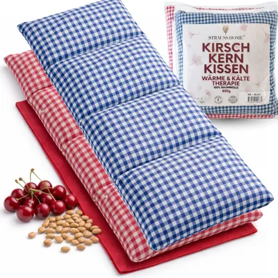 Produktbild von Kirschkernkissen 2er Pack Mikrowelle, Körnerkissen Mikrowelle, Kirschkernkissen Nacken Schulter, Baumwollstoff 50x20cm 2er MIX