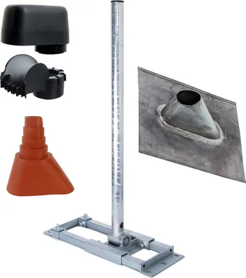 Produktbild von PremiumX DELUXE X90-60 SAT Dachsparrenhalter 90cm Ø 60 mm Mast Blei-Ziegel Manschette rot Mastkappe