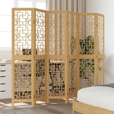 Produktbild von Design 6-tlg. Raumteiler Braun Massivholz Paulownia, Raumteiler 2024 Neu