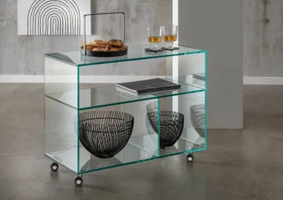 Produktbild von Küchenwagen >6/180< in Klarglas, Glas - 80x60x35cm (BxHxT)