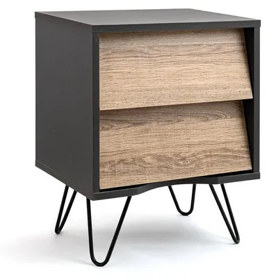 Image de Elzusha - Table de chevet avec 2 tiroirs, couleur marron