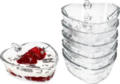 Produktbild von 6x Erdbeerschale STRAWBERRY 180ml aus Glas Früchte-Relief Dessert-Schüssel Bowl