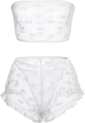 Produktbild von Set aus Spitzenunterwäsche - Damen - Set Damenunterwäsche - BH mit Spitze - Top und Slip - Weiß