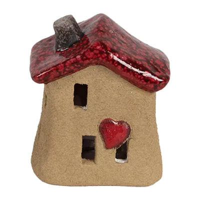 Obrázok produktu pre Clayre & Eef dekoratívna figúrka domček 7x6x8 cm hnedá červená keramika