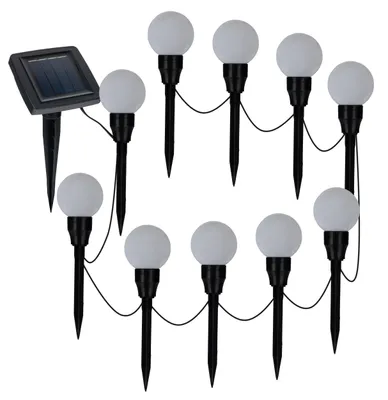 Produktbild von 10er-Set Solar-/Dekoerdspieße "HELSINKI" L: 650cm, Lampe für den Außenbereich im Modern-Style, aus Kunststoff in weiß, 650 x 5 x 18 cm, mit Diode – mit Schiebeschalter