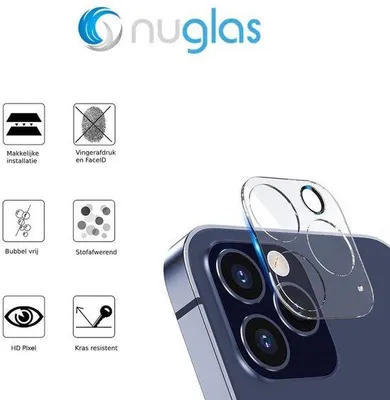 NuGlas camera lens protector voor iPhone 12 - Beschermglas iPhone - Tempered Glass