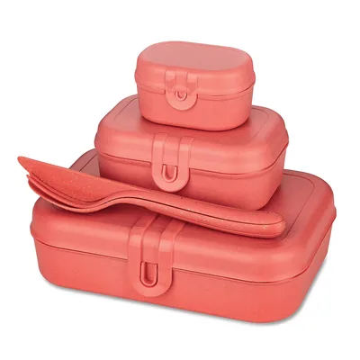 Zdjęcie produktu dla Lunchbox PASCAL READY, zestaw 3 pojemników i sztućce, KOZIOL