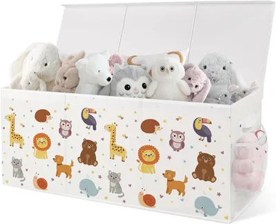 Produktbild von Aufbewahrungsbox mit Deckel, 96 x 32 x 40 cm, 124 Liter, faltbar, für Kinderzimmer