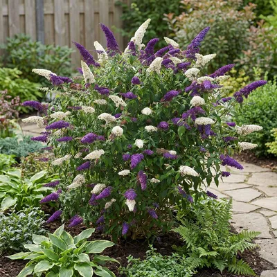 Zdjęcie produktu dla Bloomique - Zestaw 2 szt. - Buddleja Davidii Duo Purple White - Krzew motyli - Rośliny ogrodowe - Odporne na zimę - Wysokość 30-40 cm - Doniczka 17 cm
