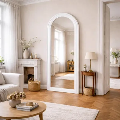 Produktbild von Design Rundbogen Spiegel 180x85cm FORMOSA weiss Wandspiegel