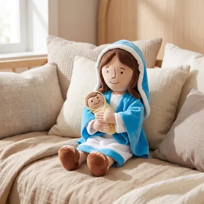 Produktbild von Jesus & Maria Plüschpuppe Set Arabische Stoffpuppe Kinder Geschenk Religiöse Kuschelpuppe Spielzeug - Modell: Maria