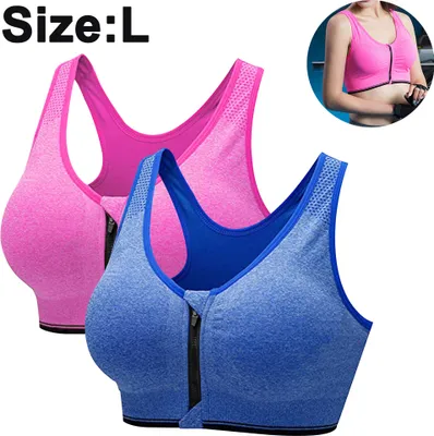 Produktbild von 2er Set Damen Komfort Klassische Racerback Sport BH Top Fuer Yoga Fitness-Training L