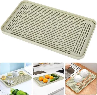 Produktbild von Famanu Abtropfgestell mit Wasserauffangbehälter - 39 x 22,5 cm - grün